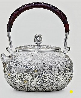 Hand carved fine sterling silver teapot £2800 order number 588