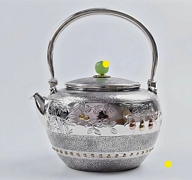 Fine sterling silver teapot with bamboo carvings £4080 order number 588