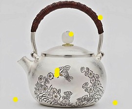 Fine sterling silver teapot with intricate butterfly carvings £2800 order number 588