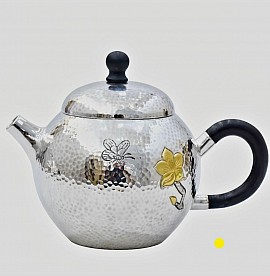 Fine sterling hammered silver teapot with embellishments £1008 order number 588