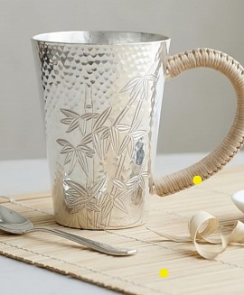 Sterling silver bamboo carved mug £1880 order number 588